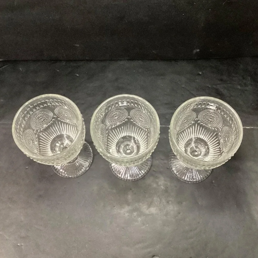 Target Bullseye Clear Wine Glasses, Set of 3, Vintage Inspired Goblets, Stemware